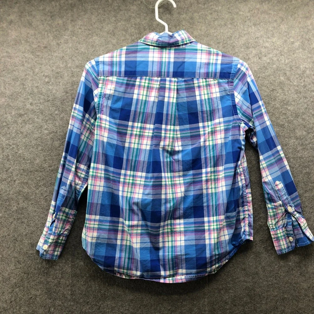 Polo Ralph Lauren Boys Size 8 Long Sleeve Button Down Shirt Blue Plaid